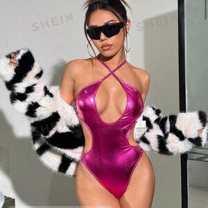 Shein Chrome Hot Pink Bodysuit